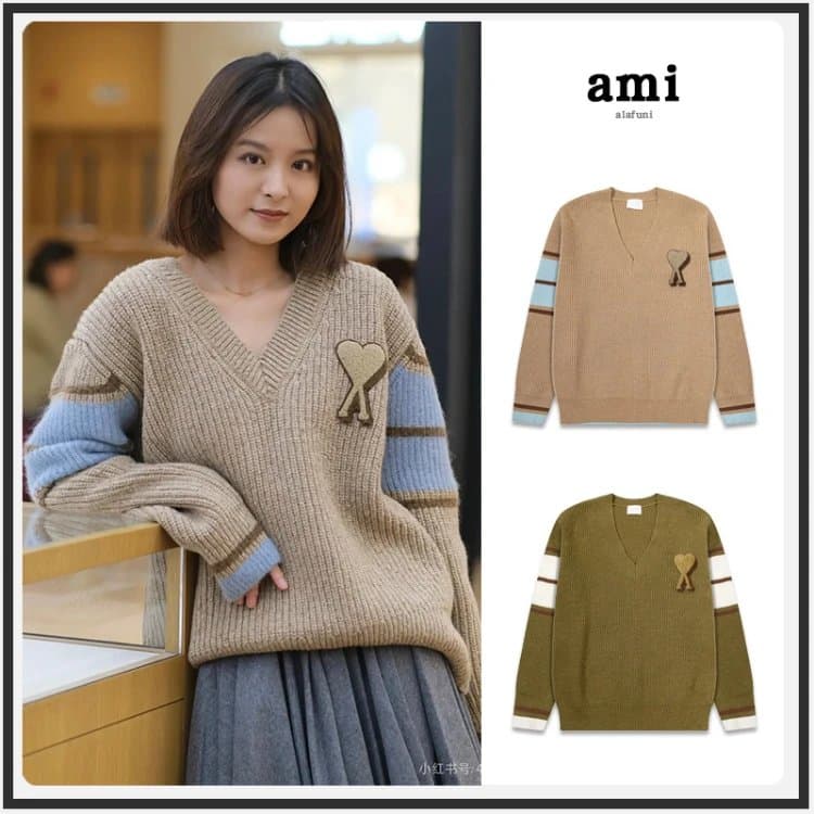 ami alafuni V-Neck Knit Sweater | 7754580056